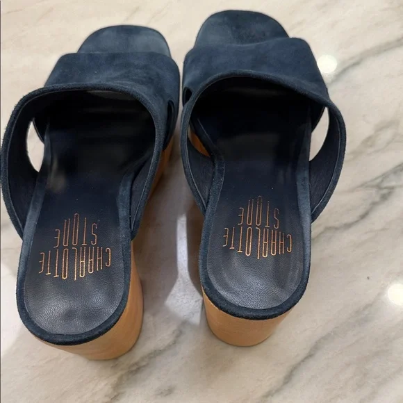 Charlotte Stone Nina Navy Suede Mules - Picture 4 of 10
